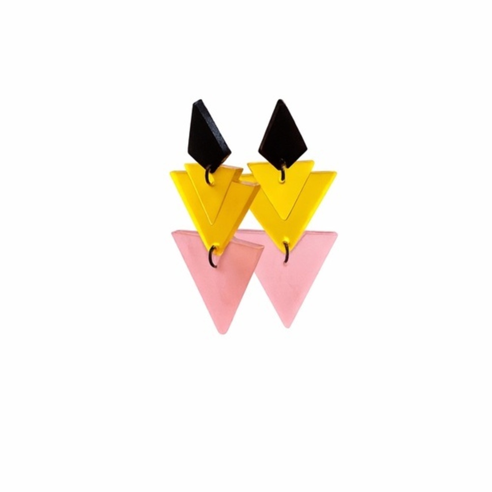 Yellow and Pink Geometric Earrings